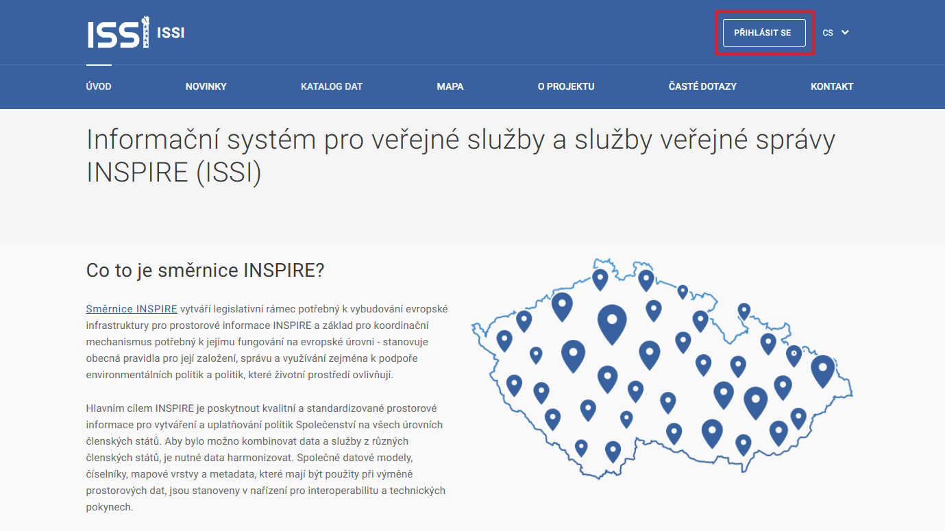 Registrace pro poskytovatele dat do ISSI 1