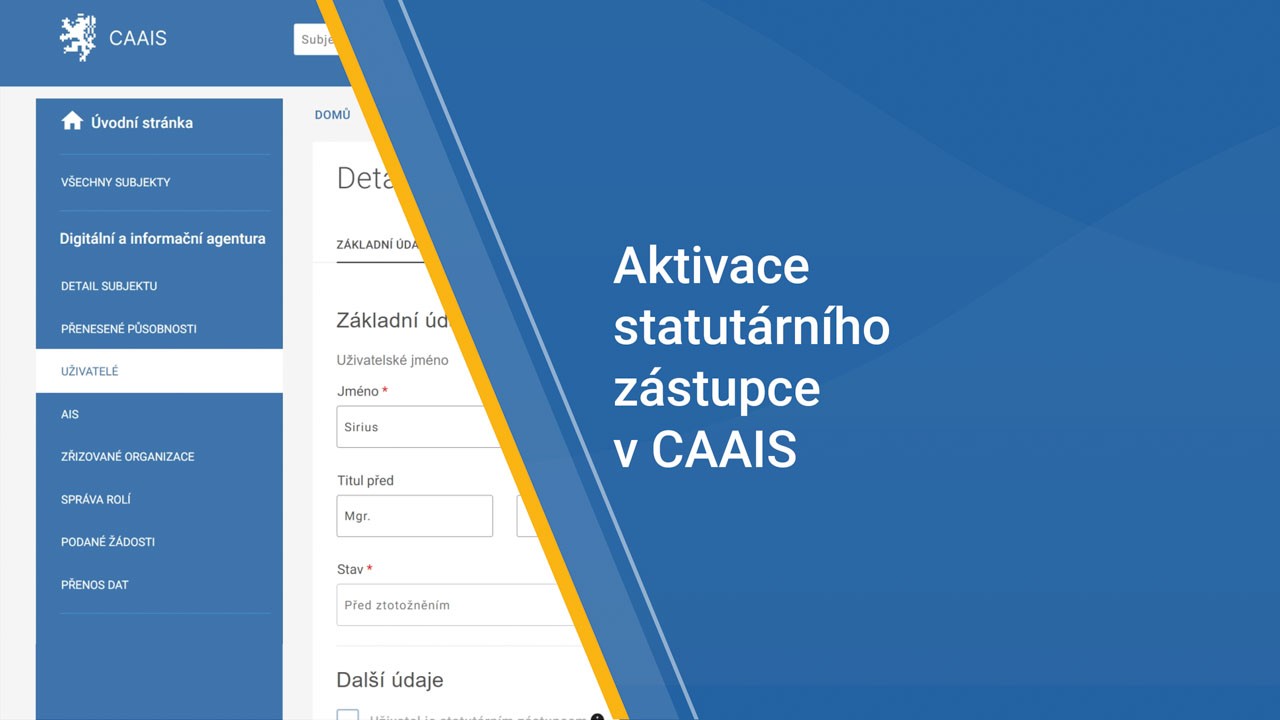 Aktivace statutárního zástupce v CAAIS